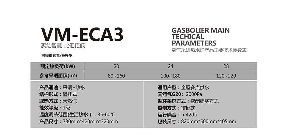 燃氣壁掛爐采暖爐VM-ECA3參數 燃氣壁掛爐采暖爐VM-ECA3參數